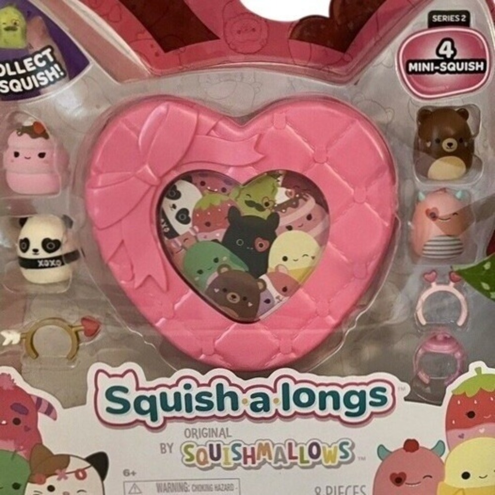 Squishmallow Squish-a-Longs Valentine's 8 Piece Pink Set NEW Series 2